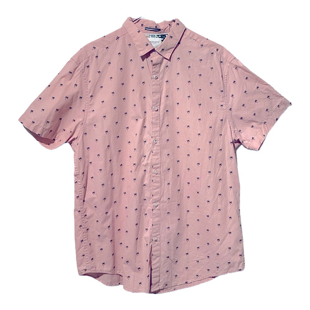 Denim & Flower Ricky Singh Pink with black Palm Tree Shirt